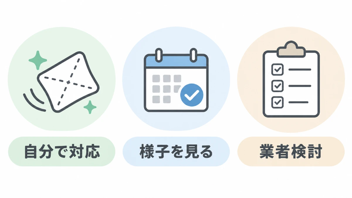 自分で対応するか様子を見るか業者を検討するかを分ける確認表