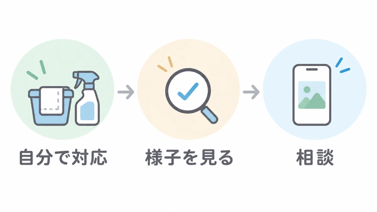 ハウスクリーニングを自分で対応するか様子を見るか相談するかの判断フロー