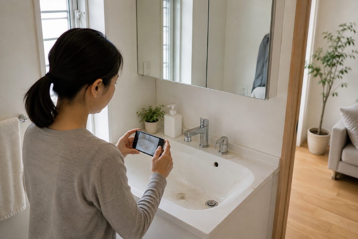 ハウスクリーニング相談前に気になる箇所を写真で整理している様子