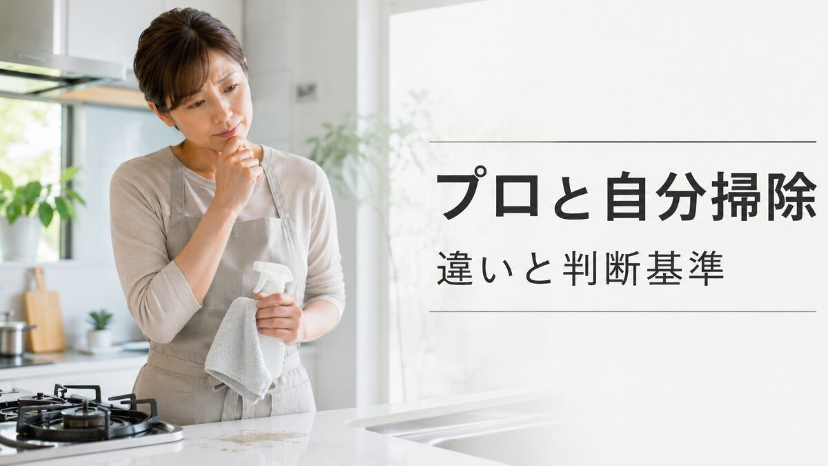 プロと自分掃除の違いを判断するハウスクリーニング記事のアイキャッチ