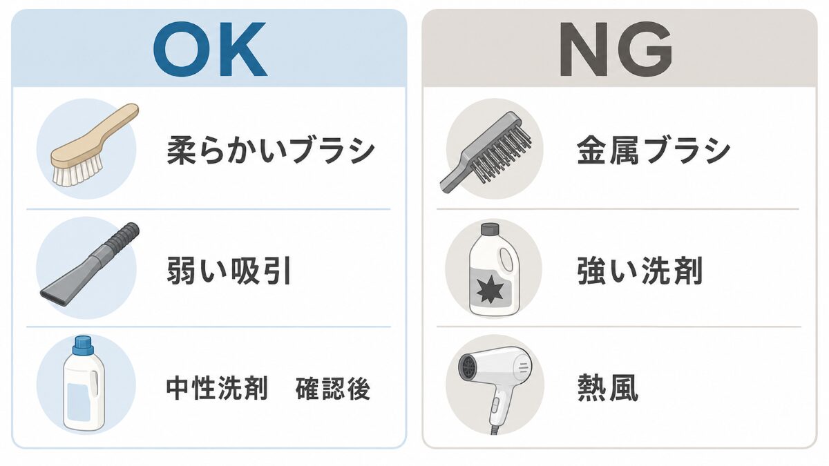 浴室換気扇フィルター掃除で使える道具と避ける道具の比較図