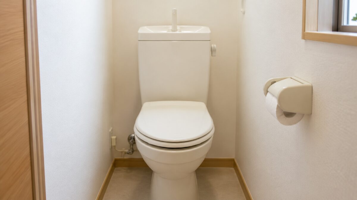 トイレタンク付き便器の全体とタンク位置