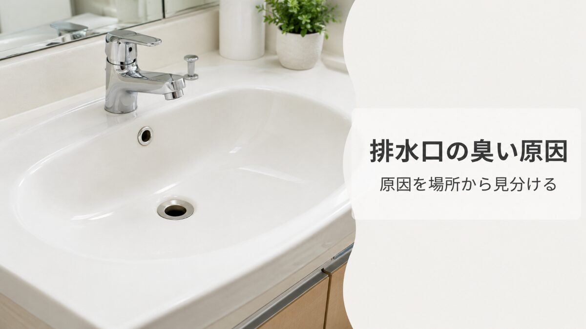 洗面台の排水口の臭い原因を場所から確認する記事のアイキャッチ