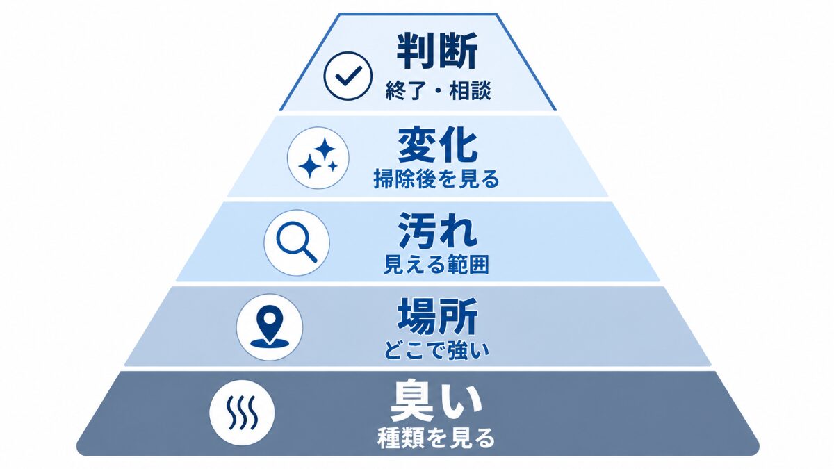 洗面台の排水口の臭いで原因確認から終了判断まで見る5つの順番