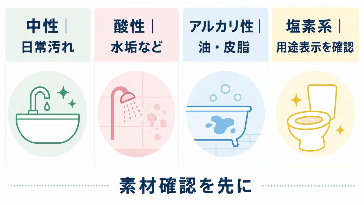 中性・酸性・アルカリ性・塩素系洗剤の役割と確認ポイント