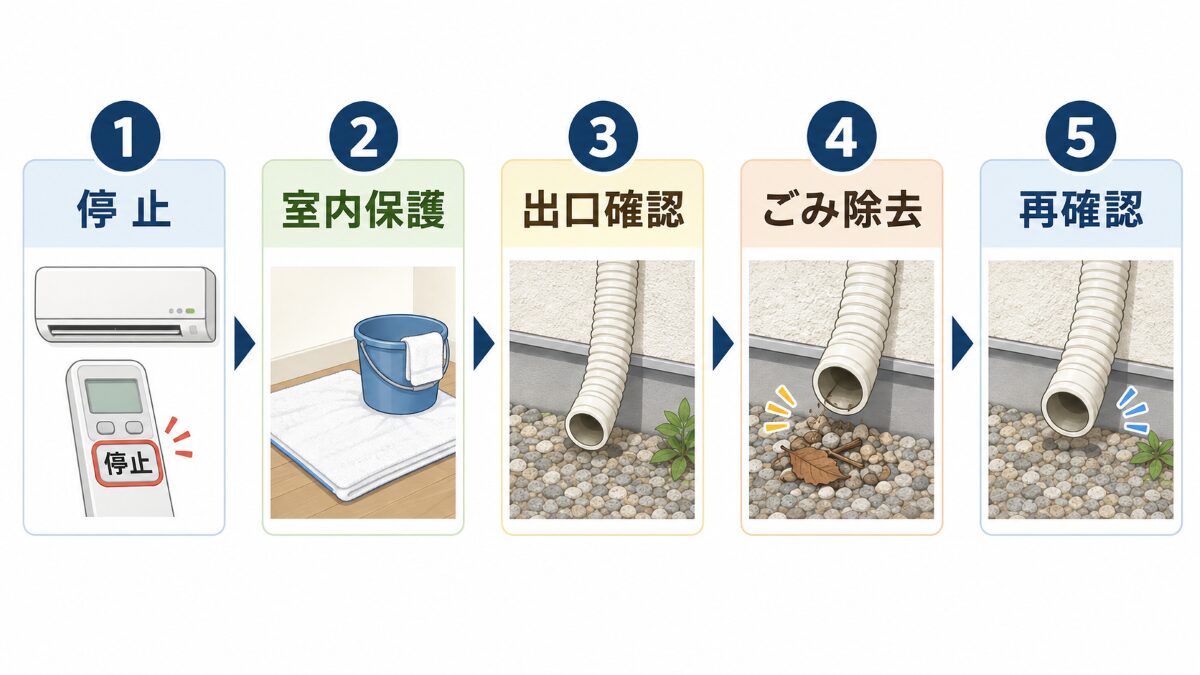エアコンのドレンホース出口を自分で掃除する5つの手順
